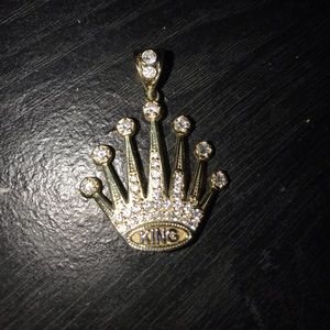 Gold & CZ Diamond King Pendant 10K